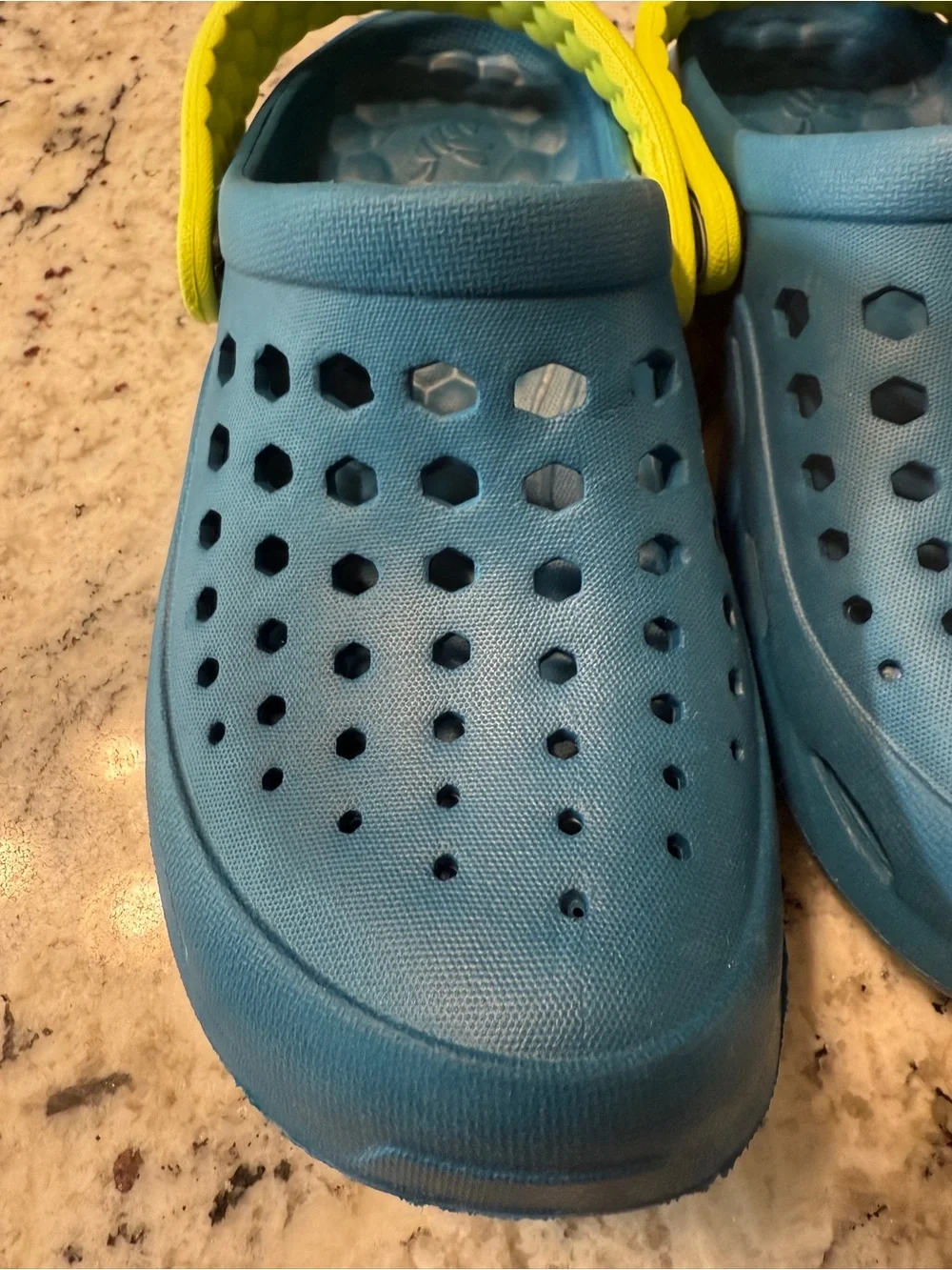 Joybees Kids Teal Slip-On Sandals with Yellow Heel Strap